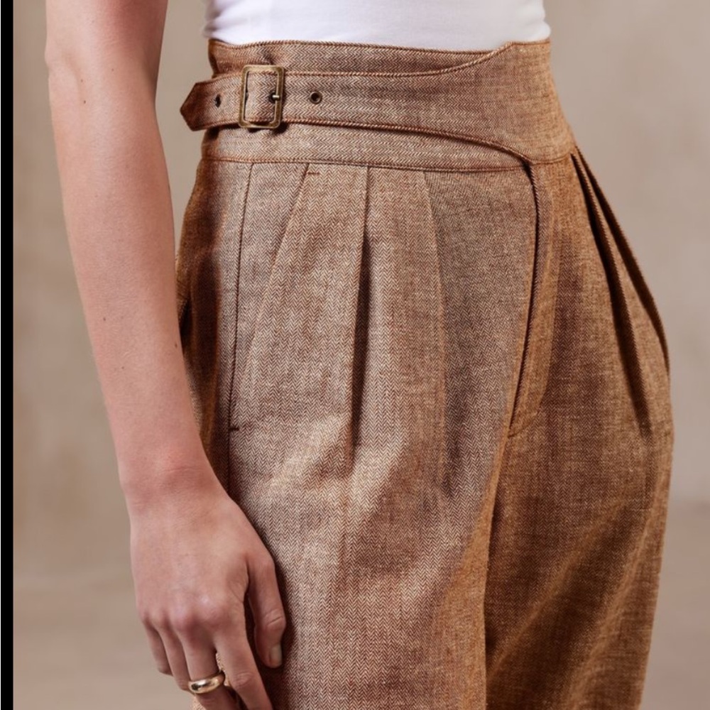 NWOT Banana Republic Herringbone linen-cotton seafarer pant